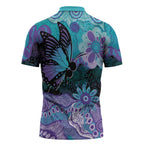 Australia Indigenous Teal Purple Contemporary Aboriginal Art Zipper Polo Shirt Hope Is Real