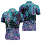 Australia Indigenous Teal Purple Contemporary Aboriginal Art Zipper Polo Shirt Hope Is Real