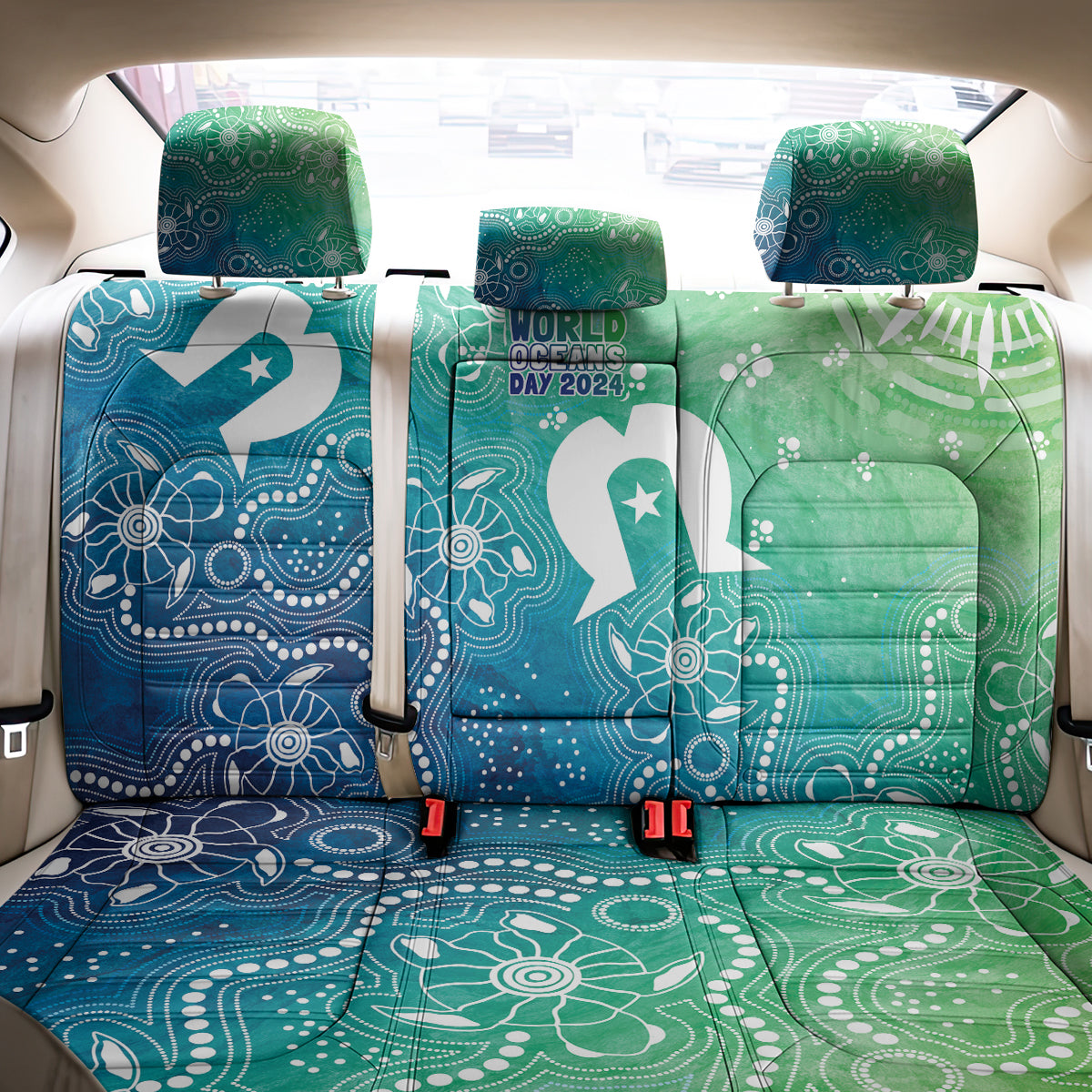 Australia Aboriginal Style Back Car Seat Cover World Ocean Day
