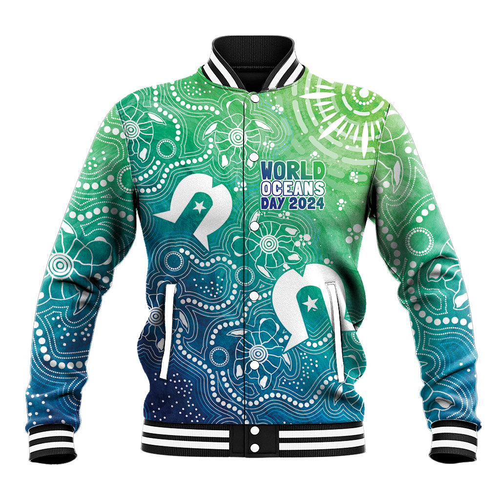 Australia Aboriginal Style Baseball Jacket World Ocean Day