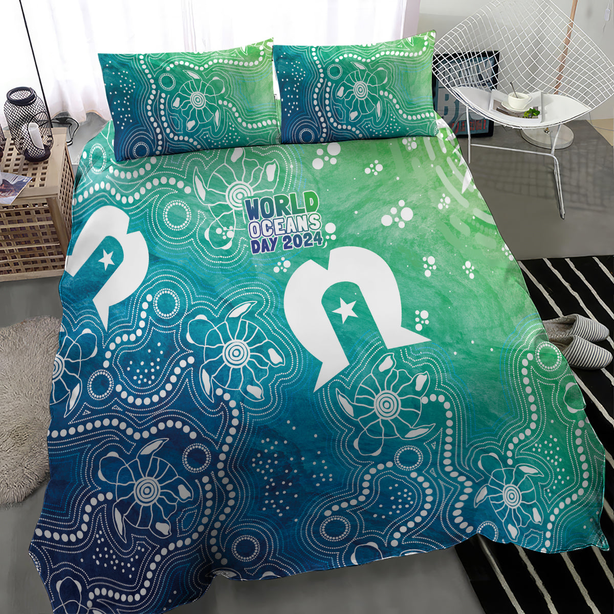 Australia Aboriginal Style Bedding Set World Ocean Day