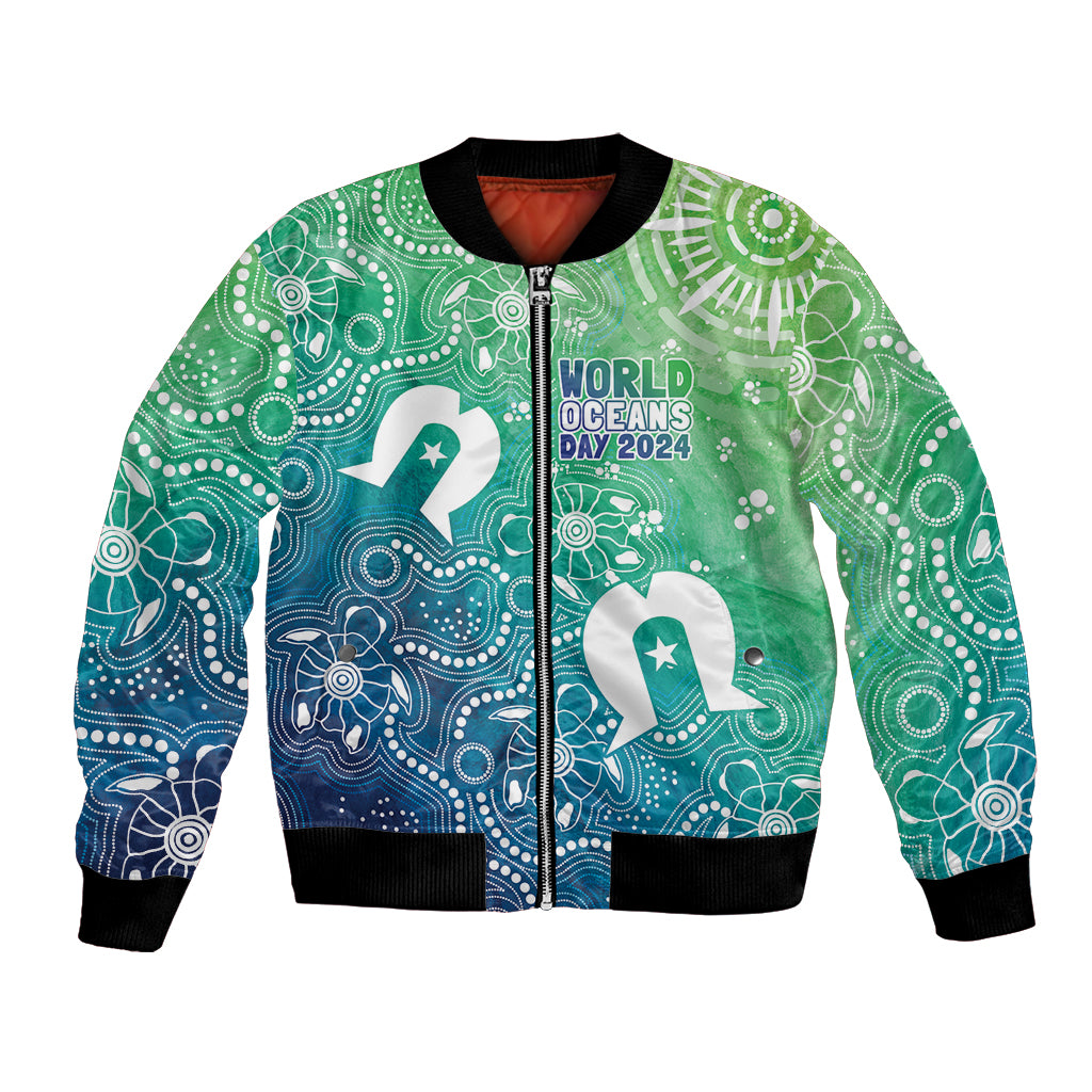 Australia Aboriginal Style Bomber Jacket World Ocean Day
