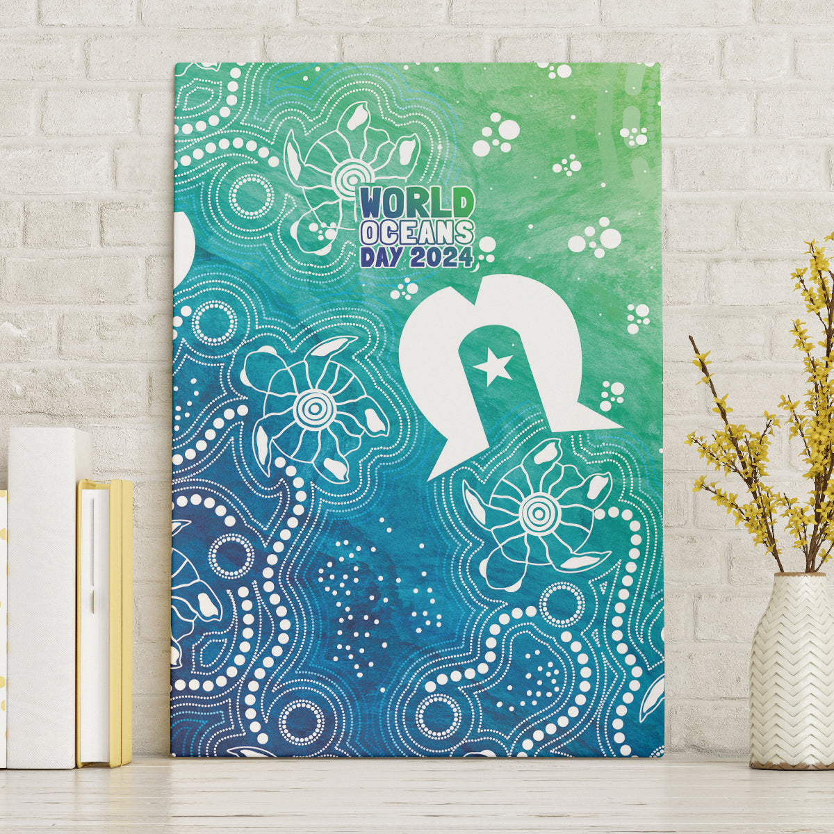 Australia Aboriginal Style Canvas Wall Art World Ocean Day