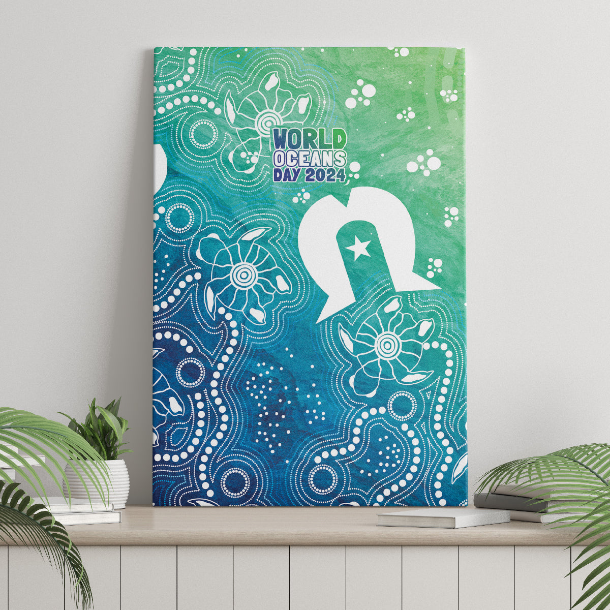 Australia Aboriginal Style Canvas Wall Art World Ocean Day