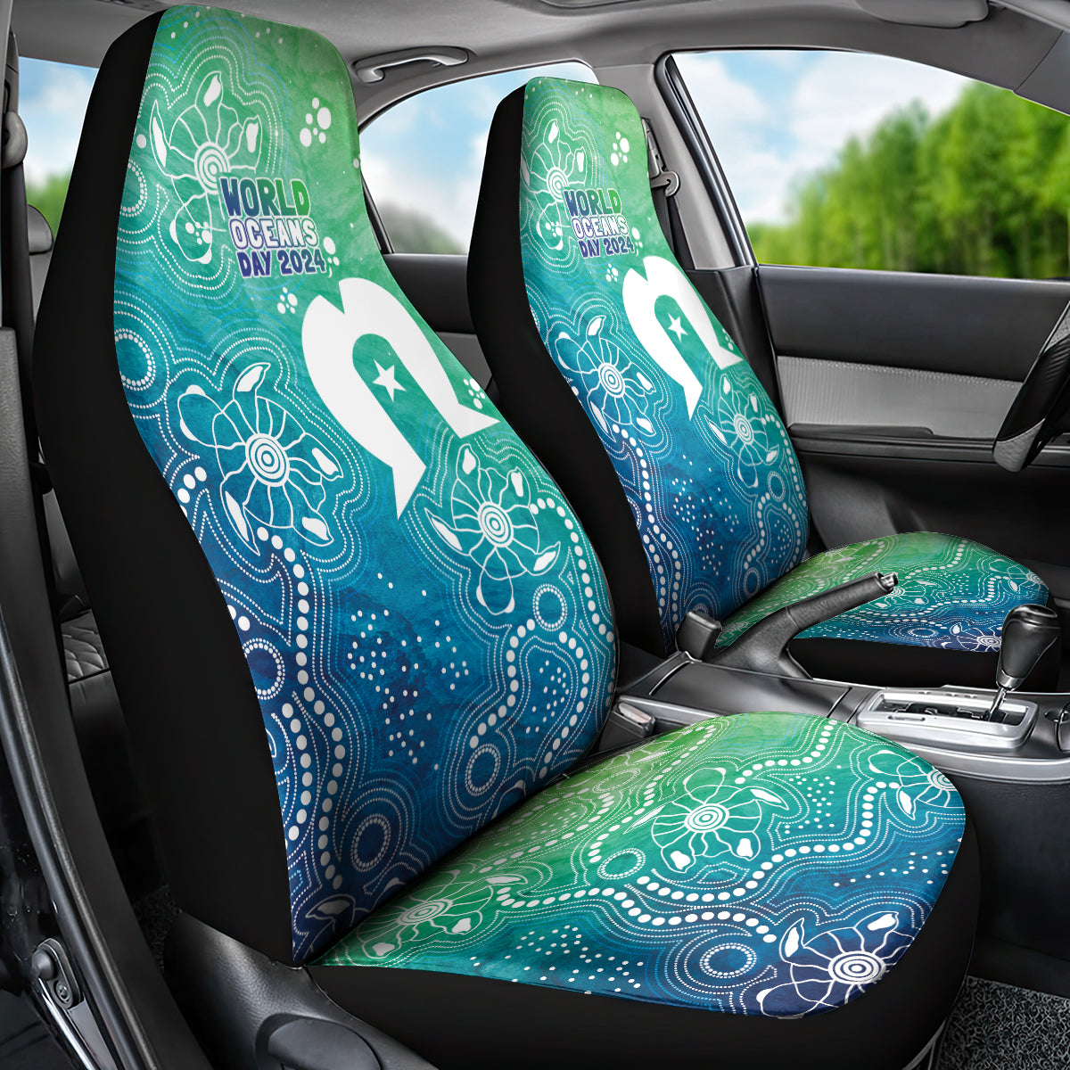 Australia Aboriginal Style Car Seat Cover World Ocean Day