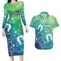 Australia Aboriginal Style Couples Matching Long Sleeve Bodycon Dress and Hawaiian Shirt World Ocean Day