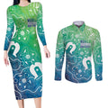 Australia Aboriginal Style Couples Matching Long Sleeve Bodycon Dress and Long Sleeve Button Shirt World Ocean Day