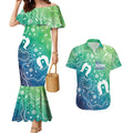 Australia Aboriginal Style Couples Matching Mermaid Dress and Hawaiian Shirt World Ocean Day
