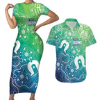 Australia Aboriginal Style Couples Matching Short Sleeve Bodycon Dress and Hawaiian Shirt World Ocean Day