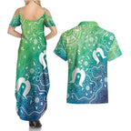 Australia Aboriginal Style Couples Matching Summer Maxi Dress and Hawaiian Shirt World Ocean Day