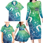 Australia Aboriginal Style Family Matching Long Sleeve Bodycon Dress and Hawaiian Shirt World Ocean Day