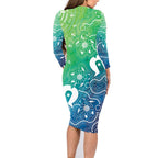 Australia Aboriginal Style Family Matching Long Sleeve Bodycon Dress and Hawaiian Shirt World Ocean Day