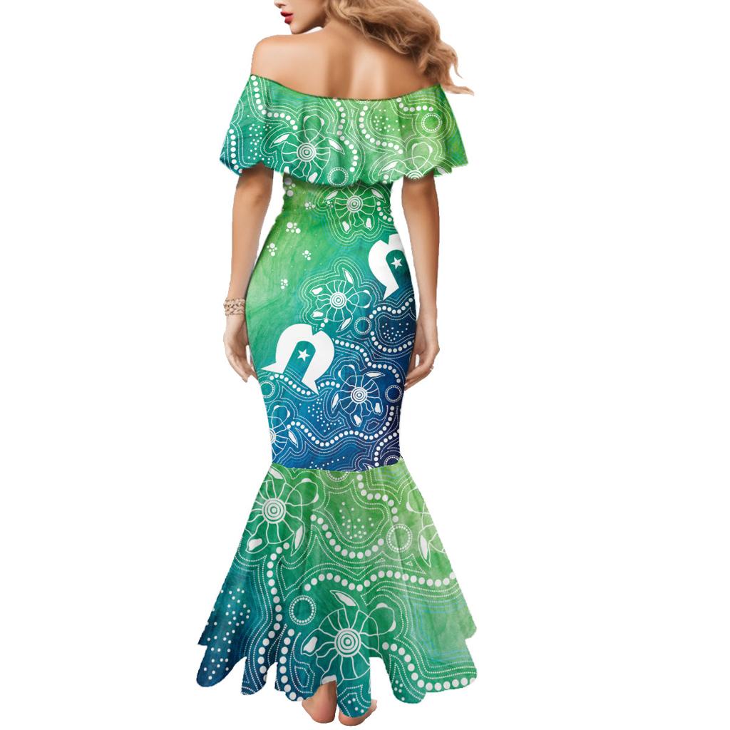 Australia Aboriginal Style Family Matching Mermaid Dress and Hawaiian Shirt World Ocean Day