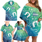 Australia Aboriginal Style Family Matching Off Shoulder Short Dress and Hawaiian Shirt World Ocean Day