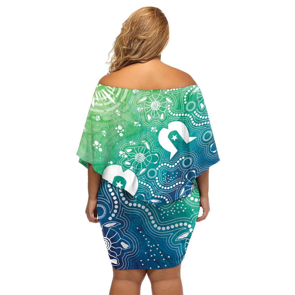 Australia Aboriginal Style Family Matching Off Shoulder Short Dress and Hawaiian Shirt World Ocean Day
