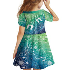 Australia Aboriginal Style Family Matching Puletasi and Hawaiian Shirt World Ocean Day
