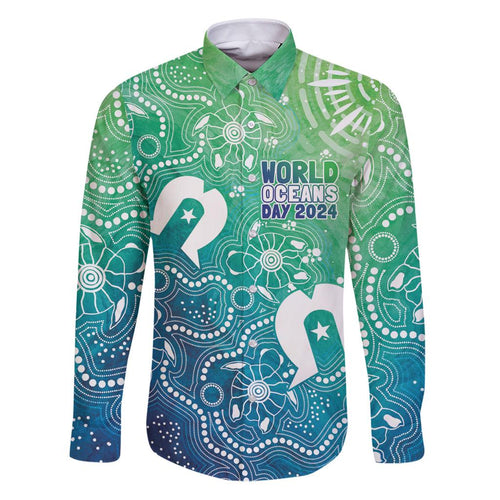 Australia Aboriginal Style Family Matching Puletasi and Hawaiian Shirt World Ocean Day