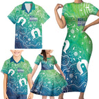 Australia Aboriginal Style Family Matching Short Sleeve Bodycon Dress and Hawaiian Shirt World Ocean Day