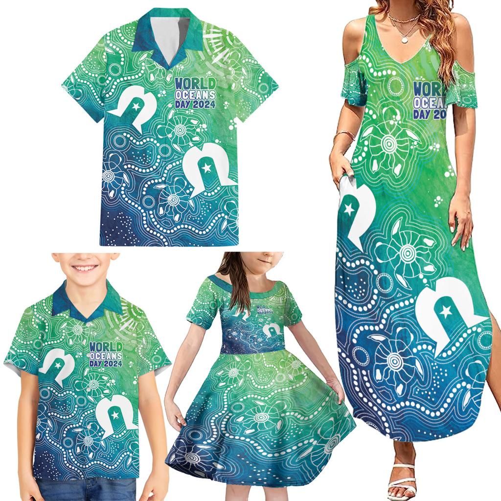 Australia Aboriginal Style Family Matching Summer Maxi Dress and Hawaiian Shirt World Ocean Day