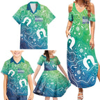 Australia Aboriginal Style Family Matching Summer Maxi Dress and Hawaiian Shirt World Ocean Day