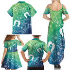Australia Aboriginal Style Family Matching Summer Maxi Dress and Hawaiian Shirt World Ocean Day