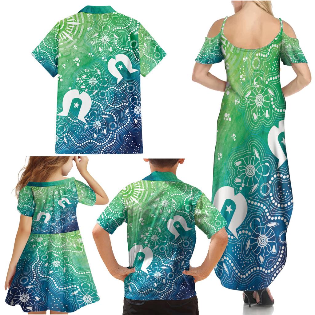 Australia Aboriginal Style Family Matching Summer Maxi Dress and Hawaiian Shirt World Ocean Day