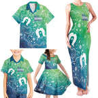 Australia Aboriginal Style Family Matching Tank Maxi Dress and Hawaiian Shirt World Ocean Day