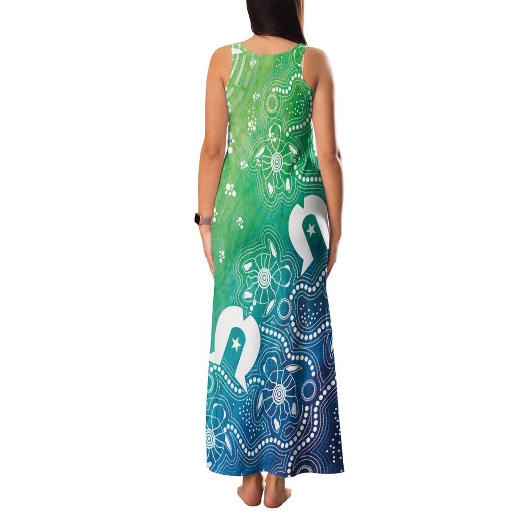 Australia Aboriginal Style Family Matching Tank Maxi Dress and Hawaiian Shirt World Ocean Day