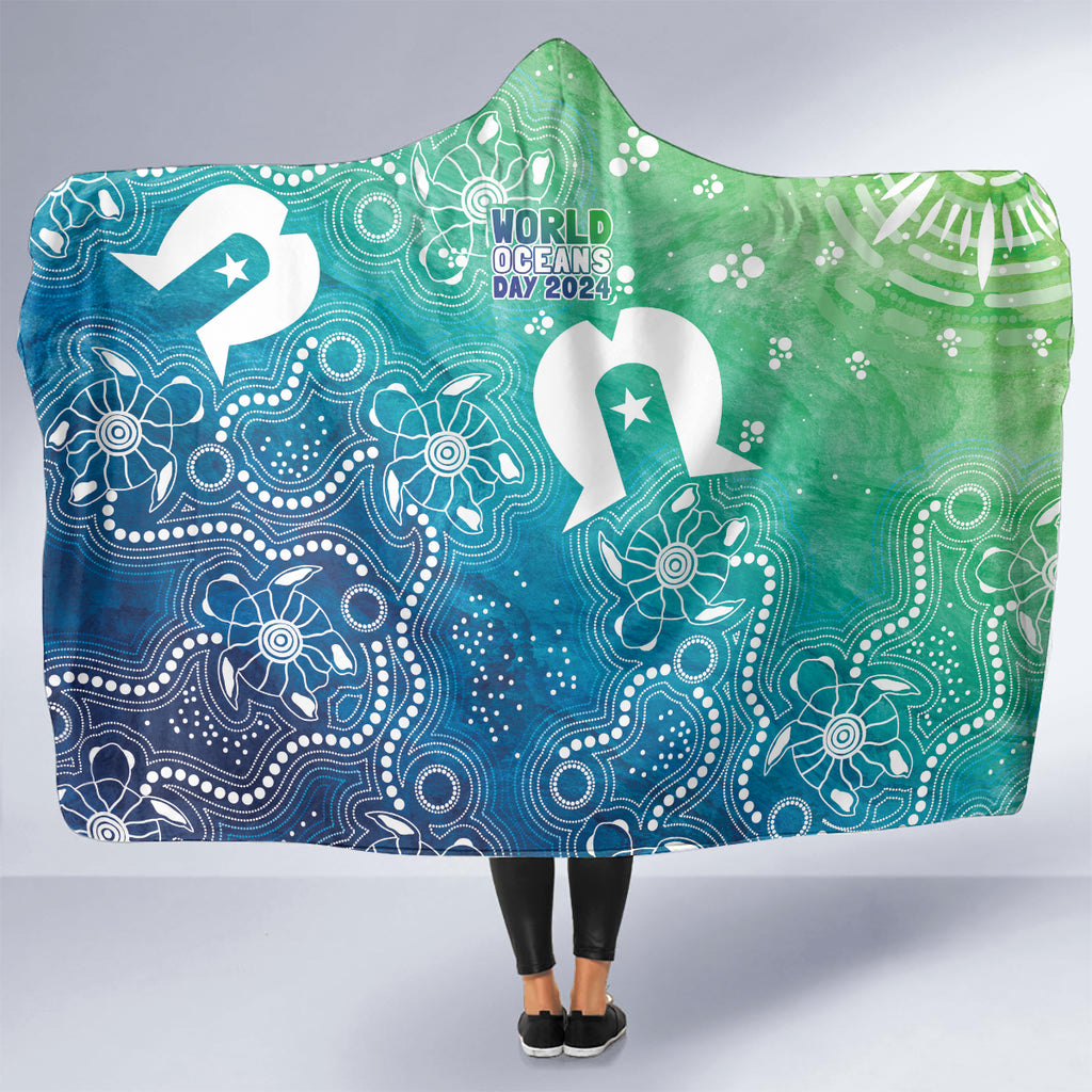 Australia Aboriginal Style Hooded Blanket World Ocean Day