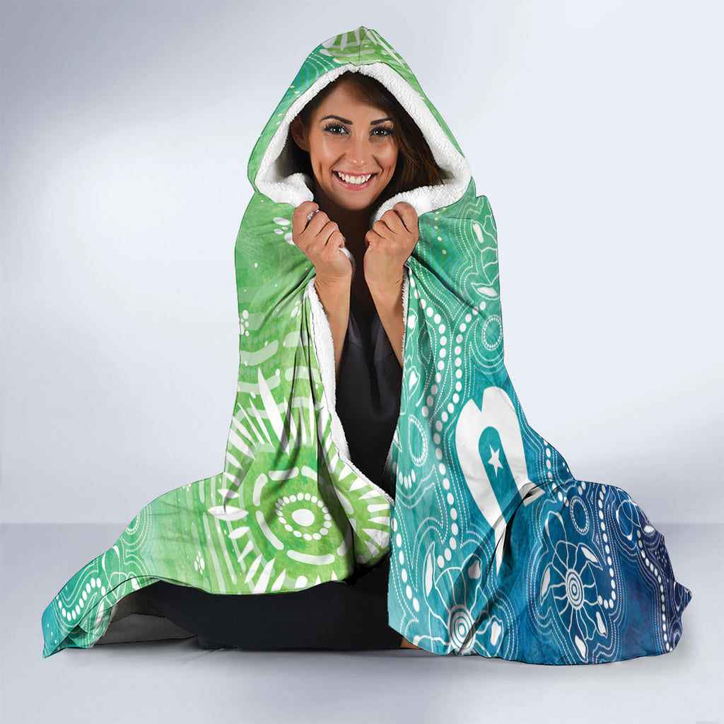 Australia Aboriginal Style Hooded Blanket World Ocean Day