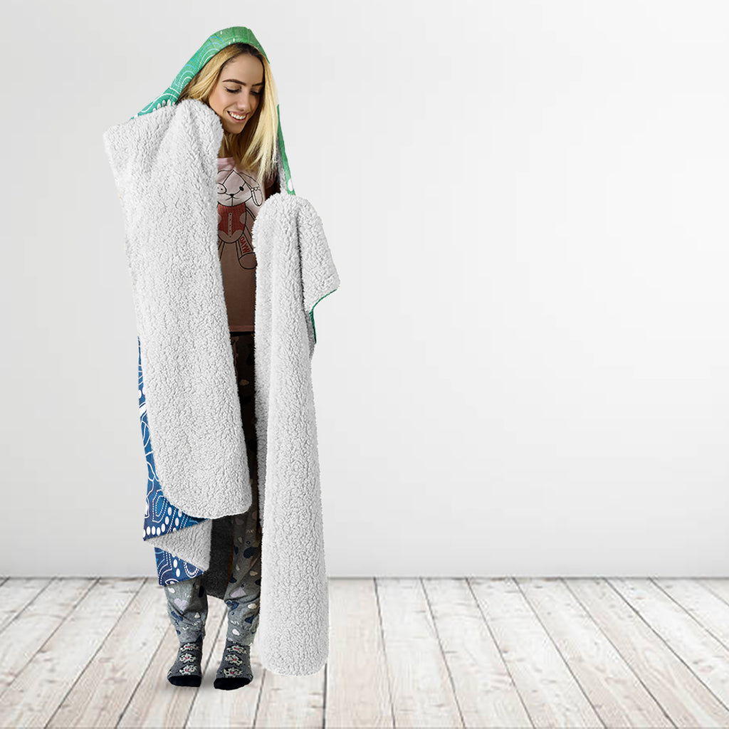 Australia Aboriginal Style Hooded Blanket World Ocean Day