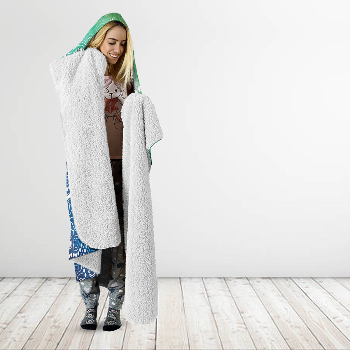 Australia Aboriginal Style Hooded Blanket World Ocean Day