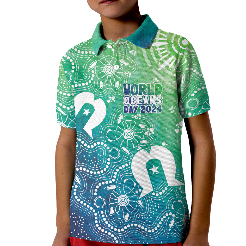 Australia Aboriginal Style Kid Polo Shirt World Ocean Day