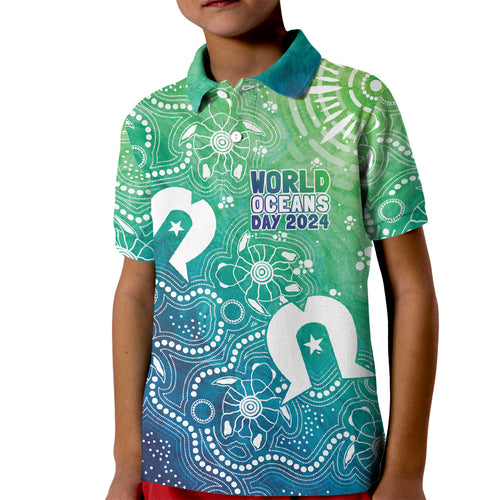 Australia Aboriginal Style Kid Polo Shirt World Ocean Day