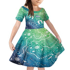 Australia Aboriginal Style Kid Short Sleeve Dress World Ocean Day
