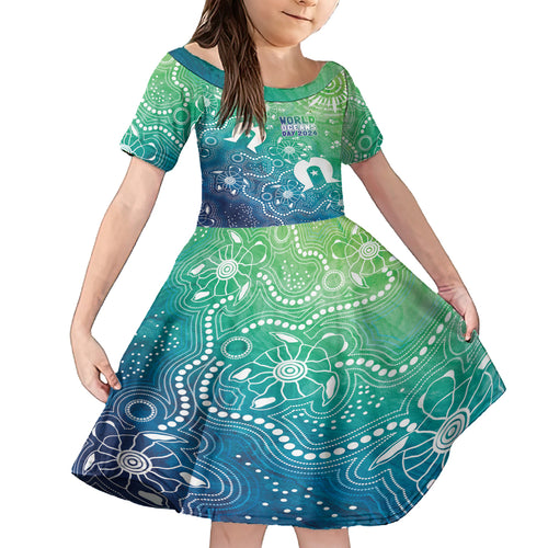 Australia Aboriginal Style Kid Short Sleeve Dress World Ocean Day