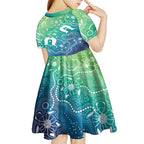 Australia Aboriginal Style Kid Short Sleeve Dress World Ocean Day