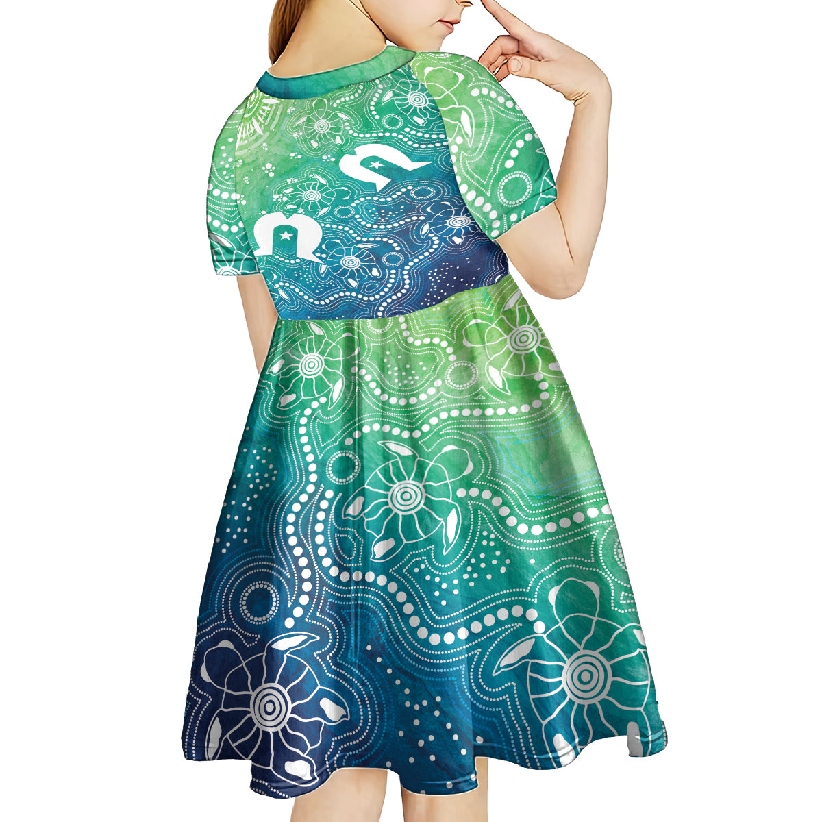 Australia Aboriginal Style Kid Short Sleeve Dress World Ocean Day