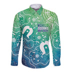 Australia Aboriginal Style Long Sleeve Button Shirt World Ocean Day
