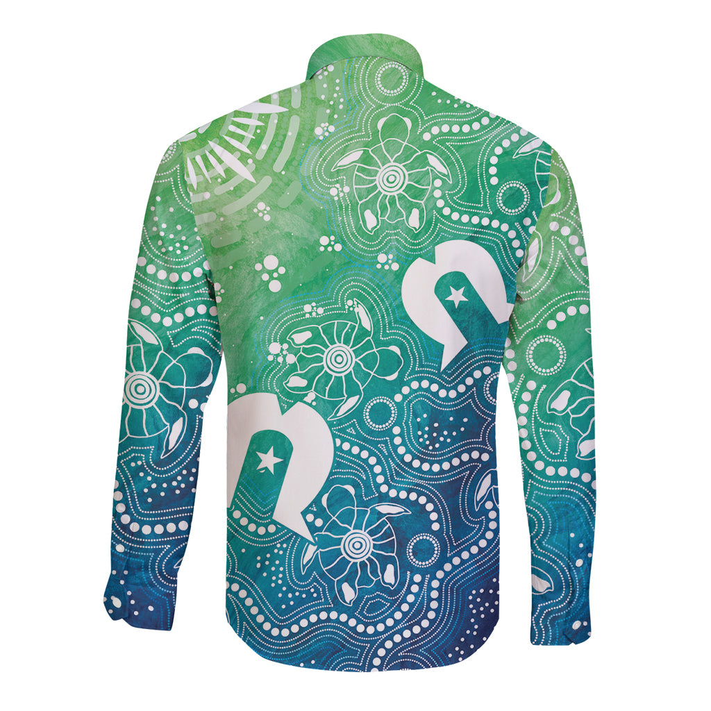 Australia Aboriginal Style Long Sleeve Button Shirt World Ocean Day