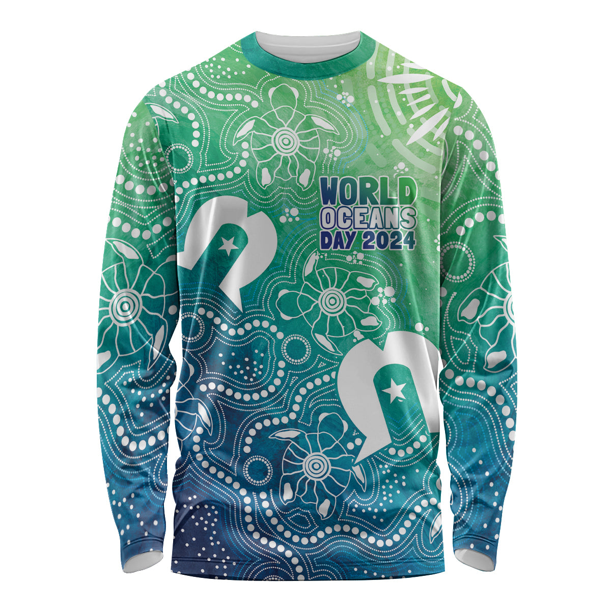 Australia Aboriginal Style Long Sleeve Shirt World Ocean Day
