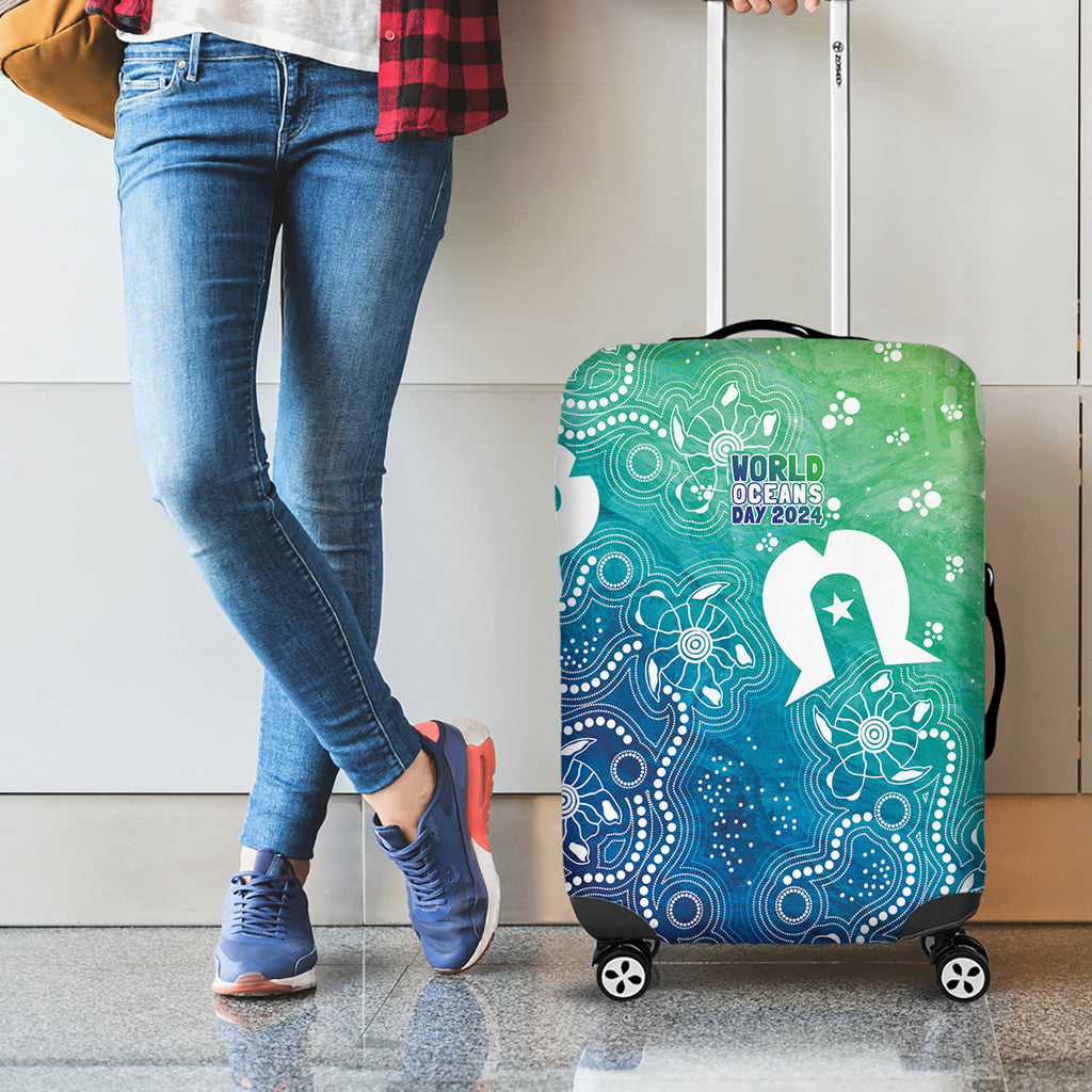 Australia Aboriginal Style Luggage Cover World Ocean Day
