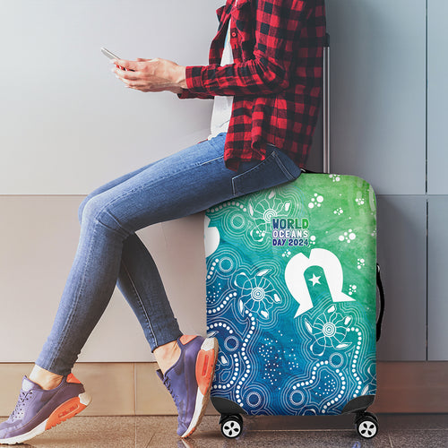 Australia Aboriginal Style Luggage Cover World Ocean Day
