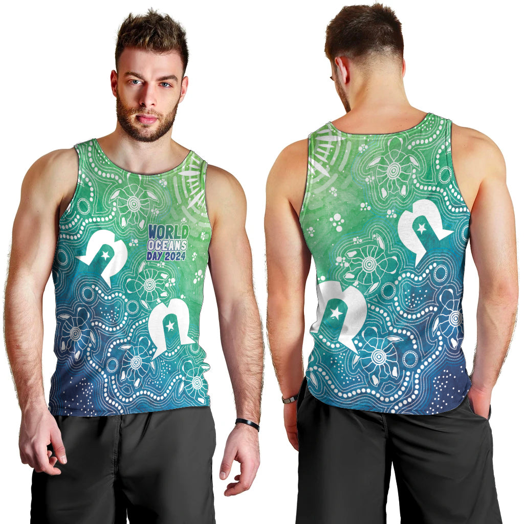 Australia Aboriginal Style Men Tank Top World Ocean Day