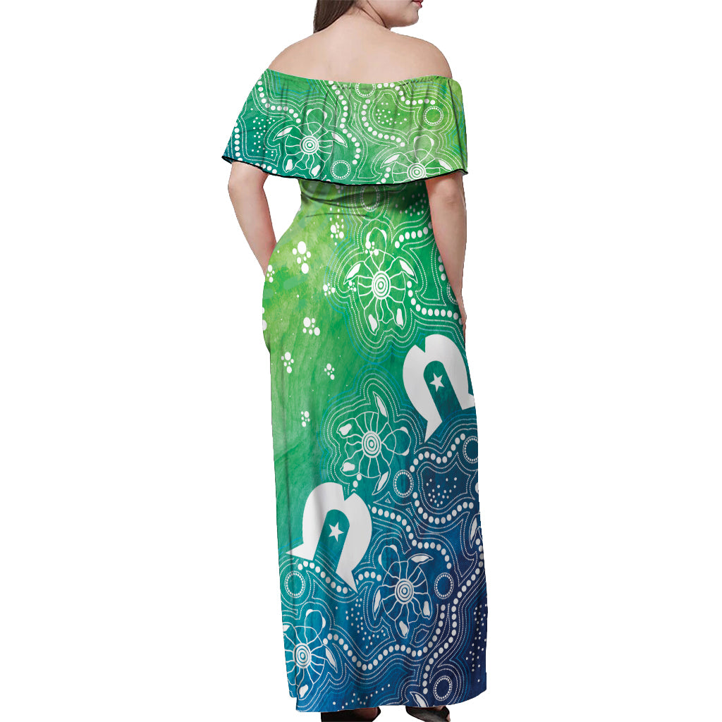 Australia Aboriginal Style Off Shoulder Maxi Dress World Ocean Day