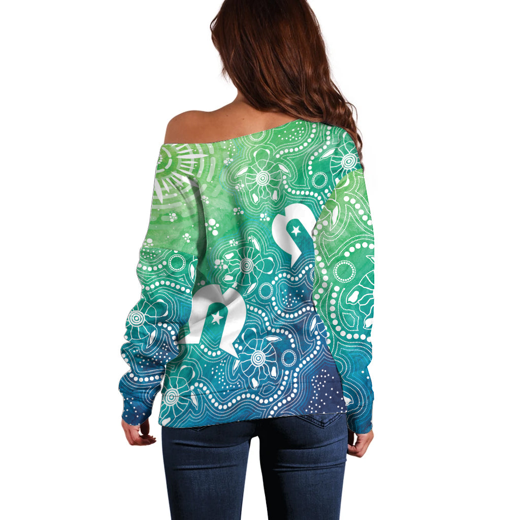 Australia Aboriginal Style Off Shoulder Sweater World Ocean Day