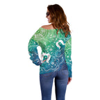 Australia Aboriginal Style Off Shoulder Sweater World Ocean Day