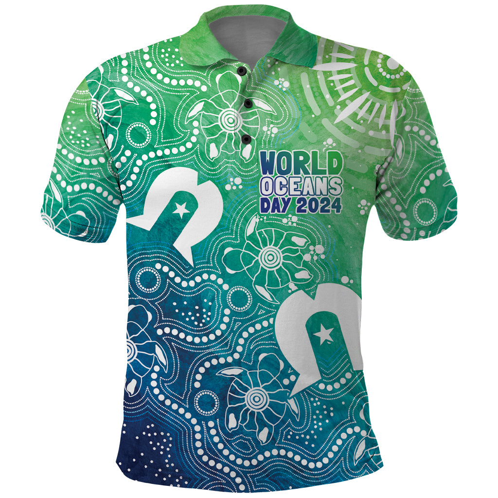 Australia Aboriginal Style Polo Shirt World Ocean Day