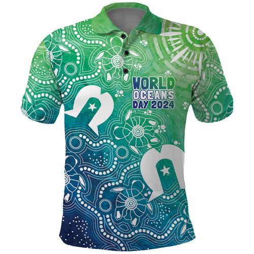 Australia Aboriginal Style Polo Shirt World Ocean Day