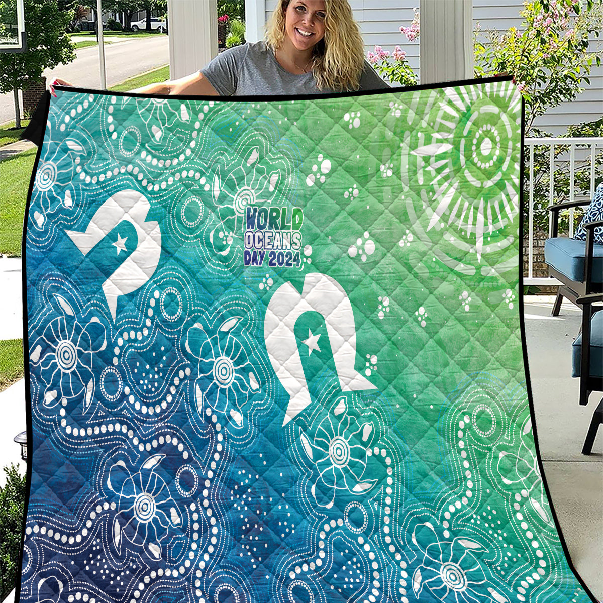Australia Aboriginal Style Quilt World Ocean Day